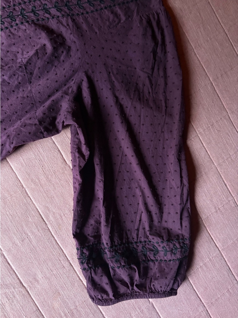 Plus Size Babydoll Tunic Purple Boho Blouse Embroidery Cotton Fall Cottagecore - Picture 3 of 10